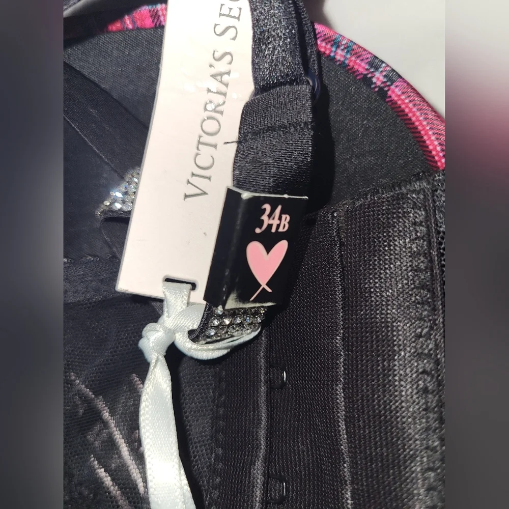 Victoria's Secret Black and Pink Plaid Lace Bra* - Picture 3 of 3